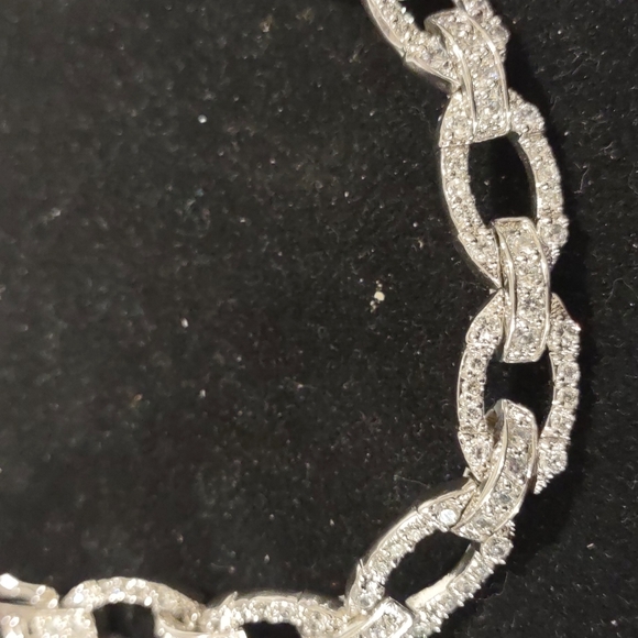 SALE WAS 18K $32 NOW $19 GOLD OVER STERLING SILVER AND DIAMONTE BRACELET - Picture 2 of 6